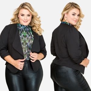 Ashley Stewart Open Front Foldover Lapel Blazer